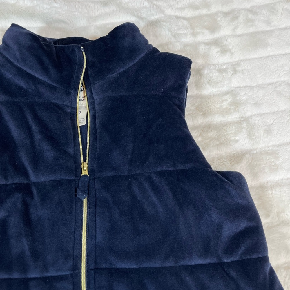 Oshkosh Girls 10 Fall Winter Preppy Dark Blue Velour Puffer Full Zip Vest NYC